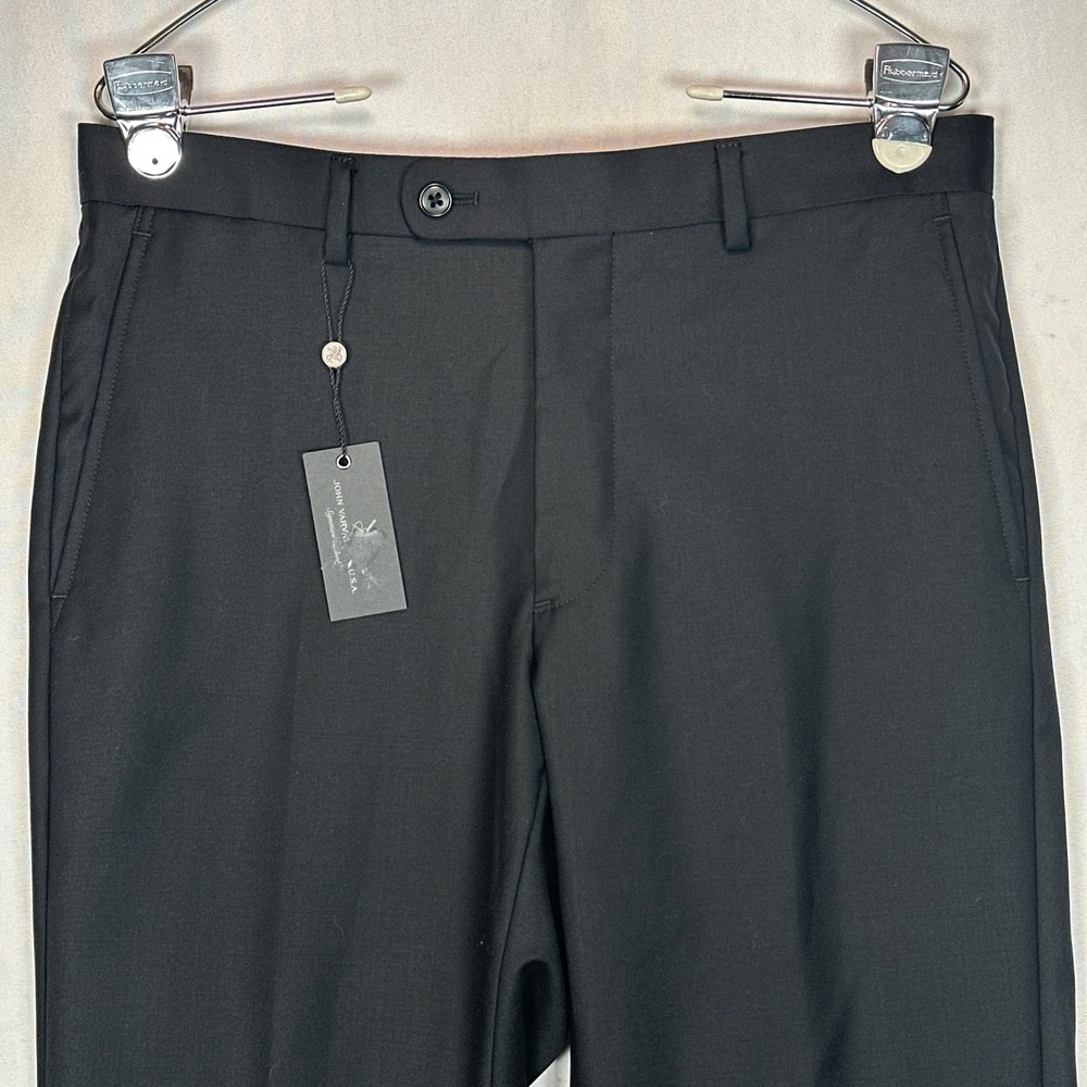 John Varvatos USA Bleecker Street Black Wool Dress Pants Mens 30 Unhemmed NEW - Picture 6 of 12